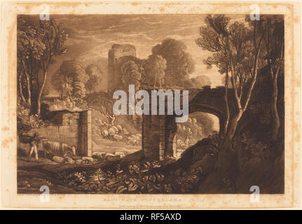 Porta est, Winchelsea. Data: pubblicato 1819. Medium: attacco e mezzatinta. Museo: National Gallery of Art di Washington DC. Autore: Joseph Mallord William Turner e Samuel William Reynolds I. progettato e inciso da Joseph Mallord William Turner. TURNER, JOSEPH MALLORD WILLIAM. Foto Stock