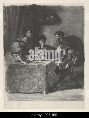 Mephistopheles presenta se stesso a Marta (Goethe, Faust). Artista: Eugène Delacroix (francese, Charenton-Saint-Maurice 1798 - 1863 Parigi). Dimensioni: 10 3/8 x 8 in. (26,4 x 20,3 cm). Serie/Portfolio: Faust. Data: 1825-27. Museo: Metropolitan Museum of Art di New York, Stati Uniti d'America. Foto Stock