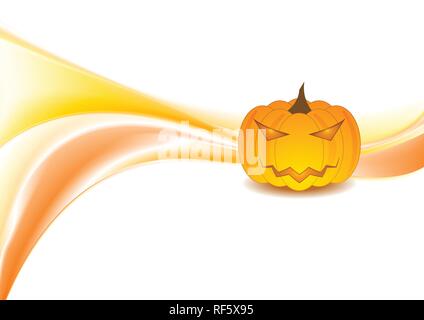 Onde di colore arancione e zucca di Halloween su sfondo bianco. Il design del vettore Illustrazione Vettoriale