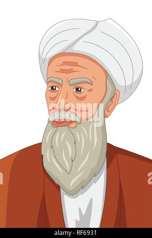 Una illustrazione vettoriale di Al-Razi filosofo Musulmano Illustrazione Vettoriale