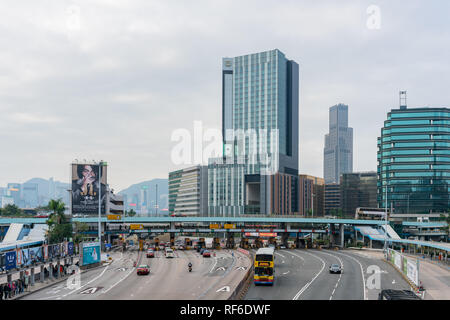 Hong Kong, JAN 1: vista la mattina dell'Harbour Tunnel e autostrada il Jan 1, 2019 a Hong Kong Foto Stock