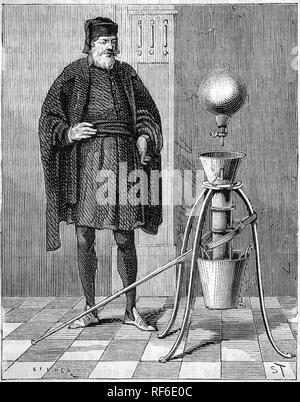 OTTO von Guericke (1602-1686) scienziato tedesco e inventore con la sua pompa a vuoto Foto Stock