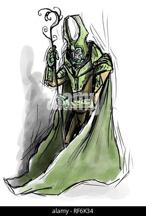 Illustrazione del dio norvegese Loki Foto Stock