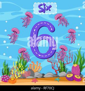 Numero sei guida tastatura illustrazione Illustrazione Vettoriale