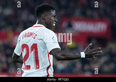 Sevilla, Spagna. 23 gen 2019. Promes di Sevilla FC durante la Copa del Rey match tra Sevilla FC v FC Barcellona al Ramon Sanchez Pizjuan Stadium il 23 gennaio 2019 in Sevilla, Spagna Credito: Javier Montaño Pacifico/press/Alamy Live News Foto Stock