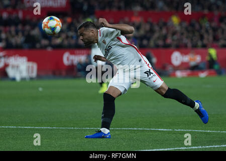 Sevilla, Spagna. 23 gen 2019. Mercado del Sevilla FC capi la sfera durante la Copa del Rey match tra Sevilla FC v FC Barcellona al Ramon Sanchez Pizjuan Stadium il 23 gennaio 2019 in Sevilla, Spagna Credito: Javier Montaño Pacifico/press/Alamy Live News Foto Stock