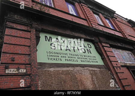 In disuso Manchester Mayfield Station Building, Fairfield Street, Piccadilly, Manchester North West England, Regno Unito , M1 2QF Foto Stock