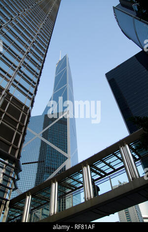 La Bank of China Tower (Hong Kong) - Con vicino a costruire torri Foto Stock