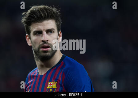 Sevilla, Spagna. 23 gen 2019. Pique del FC Barcelona durante la Copa del Rey match tra Sevilla FC v FC Barcellona al Ramon Sanchez Pizjuan Stadium il 23 gennaio 2019 in Sevilla, Spagna Credito: Javier Montaño Pacifico/press/Alamy Live News Foto Stock