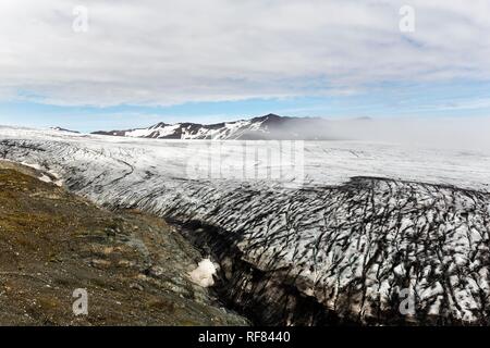 Skálafellsjökull, Skalafellsjökull, lingua del ghiacciaio del Vatnajökull, vulcano, Breiðabunga Breidabunga, Jöklasel vicino Höfn Foto Stock