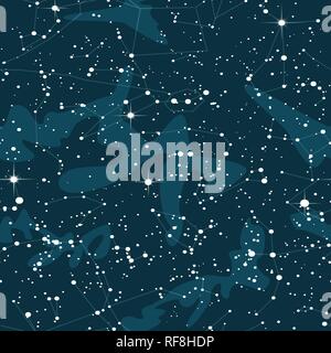 Astronnomic Art Space Seamless Pattern. Interminabile notte ripetibile sullo sfondo del cielo Illustrazione Vettoriale