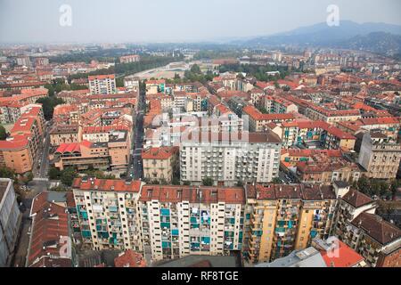 Vista del centro della città dalla Mole Antonelliana, Torino, Piemonte, Italia, Europa Foto Stock