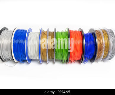 In plastica di colore PLA PETG e il filamento di ABS per la stampa su una stampante 3D Foto Stock