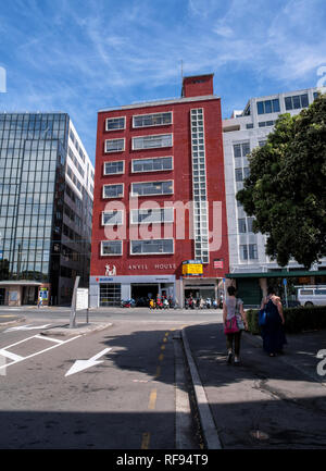 Scene di strada nel centro di Wellington, Nuova Zelanda Foto Stock