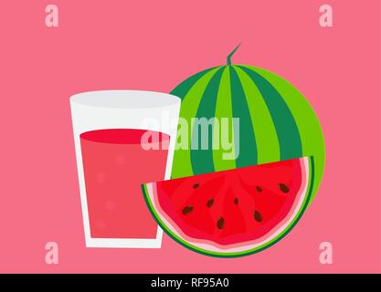 Fresco succo di anguria sfondo illustrazione vettoriale EPS10 Illustrazione Vettoriale