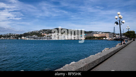 Scene da lungo il lungomare di Wellington, Nuova Zelanda Foto Stock