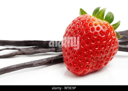 La fragola e vaniglia bastoni, isolato su bianco Foto Stock