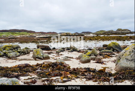 Shore a punta occidentale dell'isola di Mull, Scozia Foto Stock
