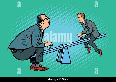 Grandi e piccole aziende il concetto di equilibrio. Di un'altalena Illustrazione Vettoriale