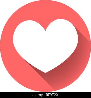 Appartamento Icona cuore con lunga ombra. Social media icona, gli Emoji/reazioni. Illustrazione vettoriale EPS10. Illustrazione Vettoriale