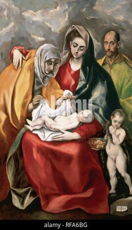 ARTE RENACIMIENTO. ESPAÑA. EL GRECO (Doménikos Theotokópoulos) (Candía, 1541-Toledo, 1614). Pintor cretense representante de la última este del Manierismo. 'SAGRADA FAMILIA" (1585). S. XVI. Museo de Santa Cruz. Toledo (Depósito Iglesia de Santa Leocadia) . Foto Stock