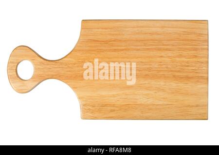 Tagliere di legno isolato su sfondo bianco. Foto Stock