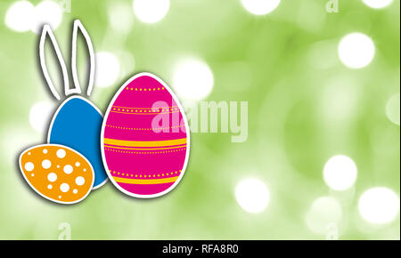 Concetto di pasqua contro lo sfondo di colore verde. Foto Stock
