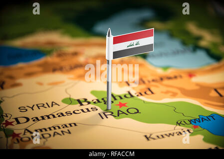 Iraqi marcati con un contrassegno sulla mappa Foto Stock