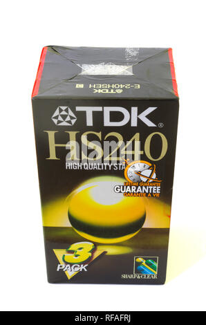 TDK HS240 3 Pack di VHS vuote Cassette Video Foto Stock