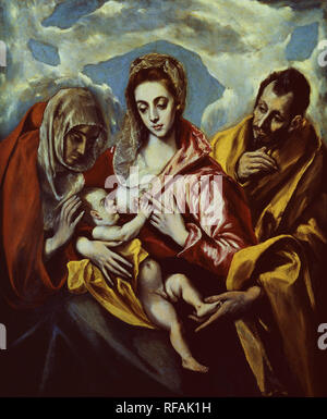 Vergine con il Bambino e i SS. Anne e Giuseppe - 1595 - 127x106 cm - Olio su tela. Autore: GRECO, EL. Posizione: Hospital de Tavera / Museo Duque de Lerma. Toledo. Spagna. Foto Stock