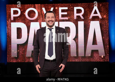Matteo Salvini Roma 24 gennaio 2019. Il ministro italiano degli affari interni appare come una valutazione sul programma tv Povera Italia. Foto di Samantha Zucchi Insidefoto Foto Stock