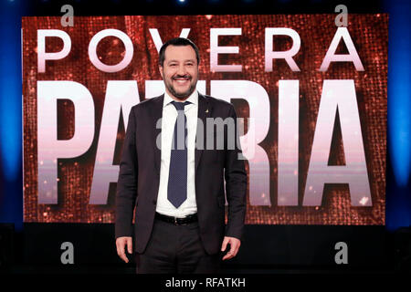 Matteo Salvini Roma 24 gennaio 2019. Il ministro italiano degli affari interni appare come una valutazione sul programma tv Povera Italia. Foto di Samantha Zucchi Insidefoto Foto Stock