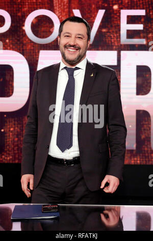 Matteo Salvini Roma 24 gennaio 2019. Il ministro italiano degli affari interni appare come una valutazione sul programma tv Povera Italia. Foto di Samantha Zucchi Insidefoto Foto Stock