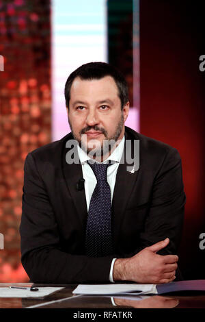 Matteo Salvini Roma 24 gennaio 2019. Il ministro italiano degli affari interni appare come una valutazione sul programma tv Povera Italia. Foto di Samantha Zucchi Insidefoto Foto Stock