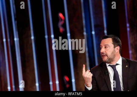Matteo Salvini Roma 24 gennaio 2019. Il ministro italiano degli affari interni appare come una valutazione sul programma tv Povera Italia. Foto di Samantha Zucchi Insidefoto Foto Stock