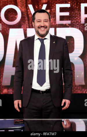 Matteo Salvini Roma 24 gennaio 2019. Il ministro italiano degli affari interni appare come una valutazione sul programma tv Povera Italia. Foto di Samantha Zucchi Insidefoto Foto Stock