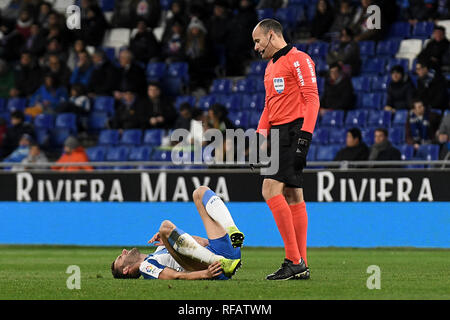 Barcellona, 24-01-2019. Il Copa el Rey 2018/ 2019, round 4 prima gamba. Espanyol-Real Betis. Leo Baptistao dell Espanyol durante il gioco Espanyol-Real Betis. Foto Stock