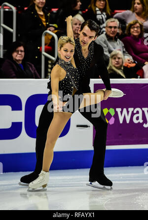 Ann Arbor, Michigan, Stati Uniti d'America. 24 gen 2019. (Nome)-compete in cioè- (le dame breve programma) durante la noi la figura pattinare campionato a Little Caesars Arena, Detroit, Michigan. Credito: Scott Hasse/ZUMA filo/Alamy Live News Foto Stock