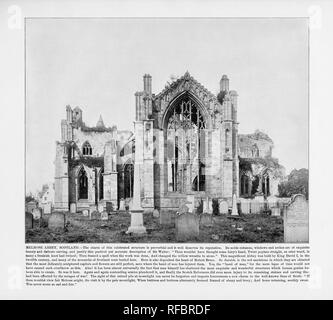 Melrose Abbey, Scozia, antichi Scozia fotografia, 1893 Foto Stock