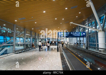 Kuala Lumpur, Malesia - Gennaio 2019: l'aeroporto internazionale di Kuala Lumpur area di imbarco. Aeroporto Internazionale di Kuala Lumpur è il più grande aeroporto in Malesia Foto Stock