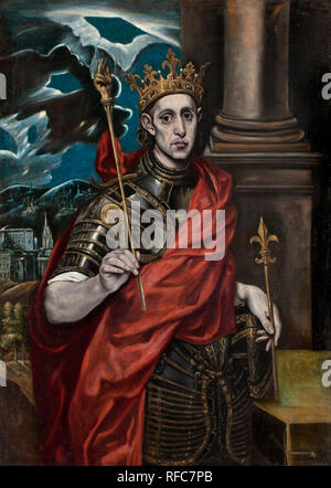 San Luis Rey de Francia / San Luigi, re di Francia. Data/Periodo: ca. 1615-1630. La pittura. Olio su tela. Altezza: 128 cm (50,3 in); larghezza: 90 cm (35,4 in). Autore: GRECO, EL. EL GRECO. Foto Stock