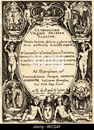 Frontespizio per 'Gloriosissimae'. Medio: l'attacco. Museo: National Gallery of Art di Washington DC. Autore: Jacques Callot. Foto Stock