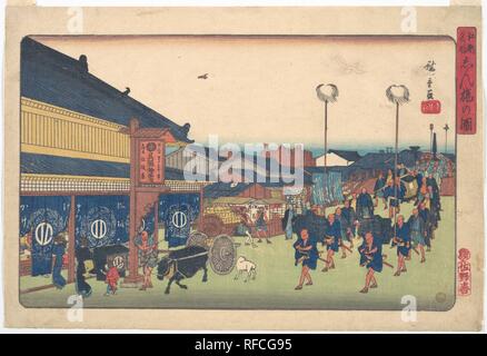 Non Shimbashi Zu. Artista: Utagawa Hiroshige (giapponese, Tokyo (EDO) 1797-1858 Tokyo (EDO). Cultura: il Giappone. Dimensioni: 10 1/8 x 15 in. (25,7 x 38,1 cm). Data: ca. 1837. Museo: Metropolitan Museum of Art di New York, Stati Uniti d'America. Foto Stock