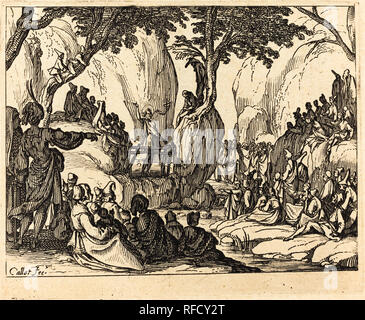 Saint John predicare nel deserto. Medio: l'attacco. Museo: National Gallery of Art di Washington DC. Autore: Jacques Callot. Foto Stock