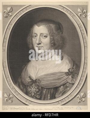 Anna d'Austria. Artista: Robert Nanteuil (francese, Reims 1623-1678 Paris). Dimensioni: foglio: 20 7/8 × 16 5/8 in. (53,1 × 42,2 cm) Piastra: 19 11/16 × 16 9/16 in. (50 × 42 cm). Data: 1671. Museo: Metropolitan Museum of Art di New York, Stati Uniti d'America. Foto Stock