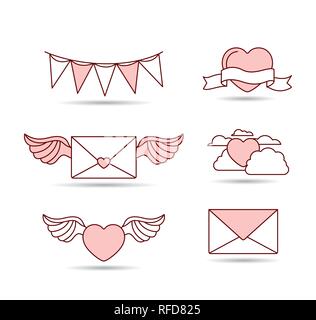 Happy valentines day set di icone Illustrazione Vettoriale