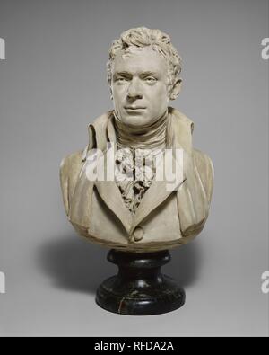 Robert Fulton (1765-1815). Artista: Jean Antoine Houdon (francese, Versailles 1741-1828 Paris). Cultura: francese, Parigi. Dimensioni: complessivamente, incl. zoccolo (circa il campo di misurazione): 27 1/2 x 15 x 13 1/4 x 27 in. (68,6 x 38,1 x 33,7 cm); Ht. senza zoccolo: 21 1/2 in. (54,6 cm). Data: 1803-4. Questo busto rappresenta uno degli ultimi di molti americani ad essere scolpito da Houdon, maestro francese ritrattista le cui immagini precedenti di Washington Jefferson e Franklin sono incorporati nella nostra coscienza nazionale. Un pittore prima e un inventore secondo, Fulton sat per Houdon durante una visita a Parigi in una sterile Foto Stock