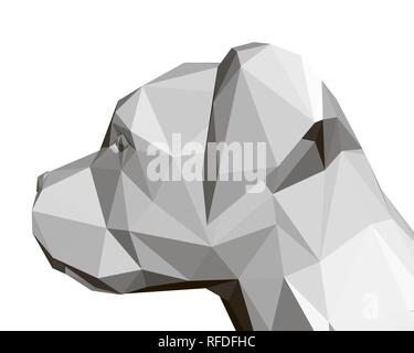 Poligonale testa di cane. 3D vista laterale. Geometriche della testa di cane. Illustrazione Vettoriale. Illustrazione Vettoriale