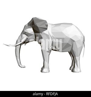 Elefante poligonale. Vista laterale. 3D. Illustrazione Vettoriale. Illustrazione Vettoriale