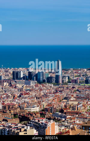 Vista aerea sul centro di Barcellona Foto Stock